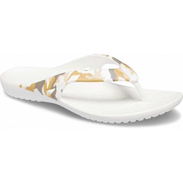 Crocs Kadee II Printed Flip Women's Sandals White / Yellow | Australia 0513LISH